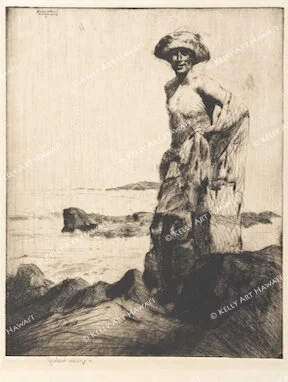 John Kelly エッチング画 Old Fisherman Kona Evolution of Technique — John & Kate Kelly Estate Collection